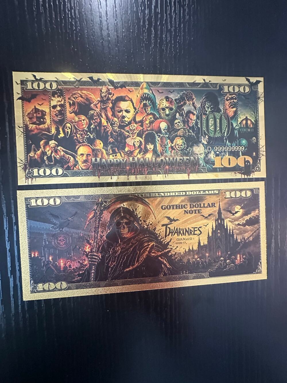 Halloween Horror Grim Reaper 2 Piece Gold Foil Novelty Note Set Collectible